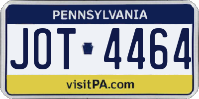 PA license plate JOT4464