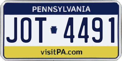 PA license plate JOT4491
