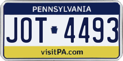 PA license plate JOT4493