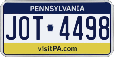 PA license plate JOT4498