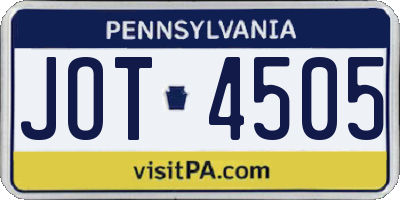 PA license plate JOT4505