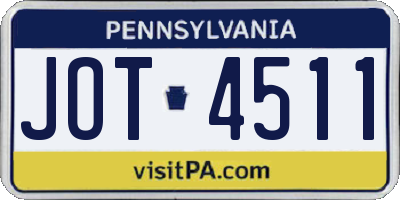 PA license plate JOT4511
