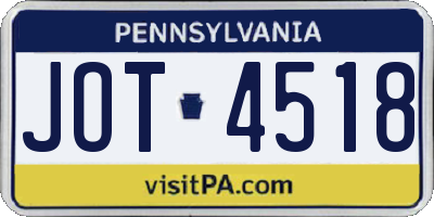 PA license plate JOT4518