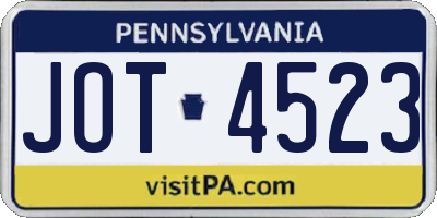 PA license plate JOT4523