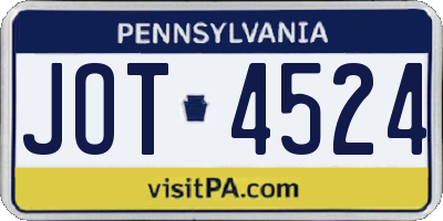 PA license plate JOT4524