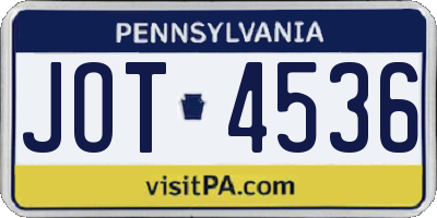 PA license plate JOT4536