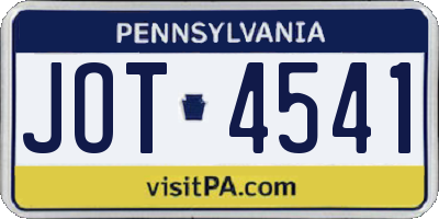 PA license plate JOT4541