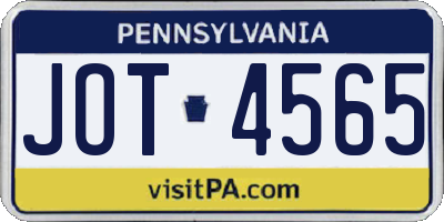 PA license plate JOT4565