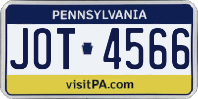 PA license plate JOT4566
