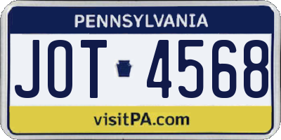 PA license plate JOT4568