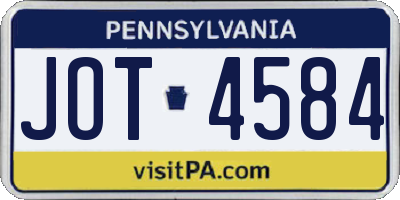 PA license plate JOT4584