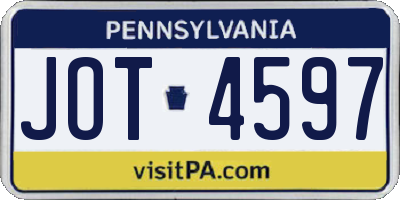 PA license plate JOT4597