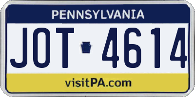 PA license plate JOT4614