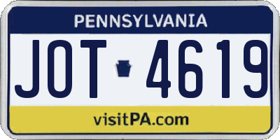 PA license plate JOT4619