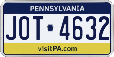 PA license plate JOT4632