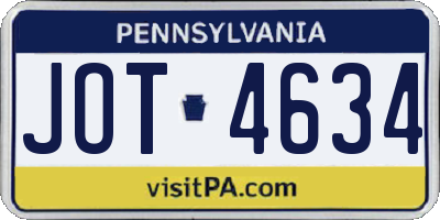 PA license plate JOT4634