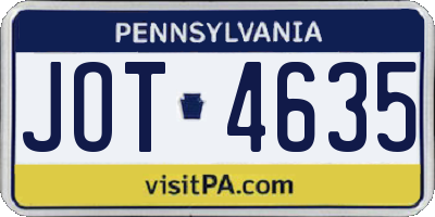 PA license plate JOT4635