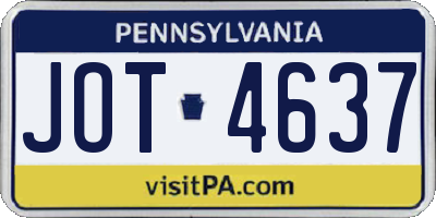 PA license plate JOT4637