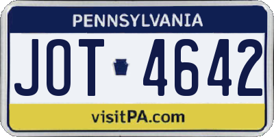 PA license plate JOT4642