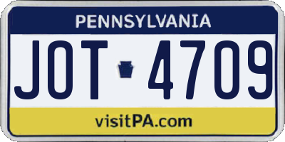 PA license plate JOT4709