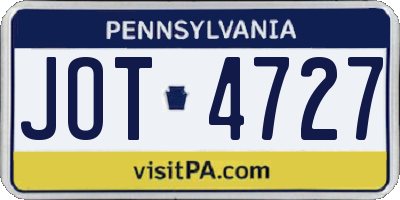 PA license plate JOT4727