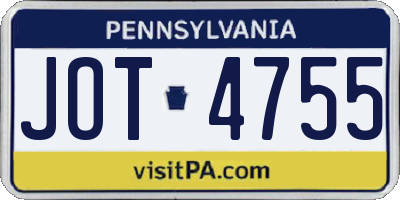 PA license plate JOT4755
