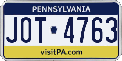 PA license plate JOT4763