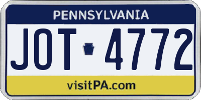 PA license plate JOT4772