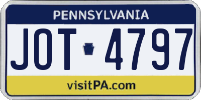 PA license plate JOT4797