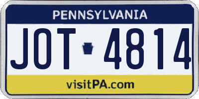 PA license plate JOT4814