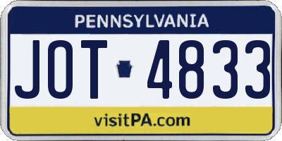PA license plate JOT4833
