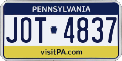 PA license plate JOT4837