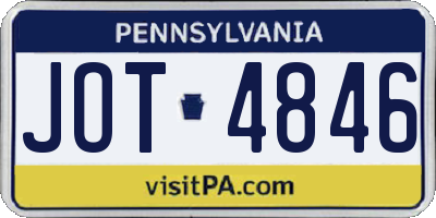 PA license plate JOT4846