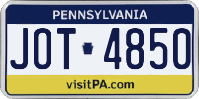 PA license plate JOT4850