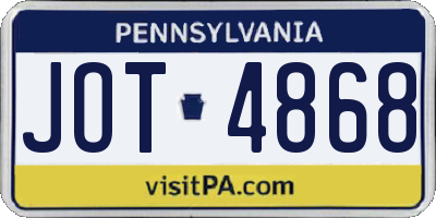 PA license plate JOT4868