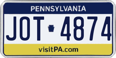 PA license plate JOT4874