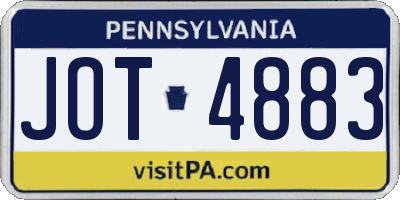 PA license plate JOT4883
