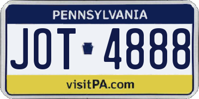 PA license plate JOT4888