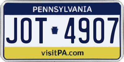 PA license plate JOT4907