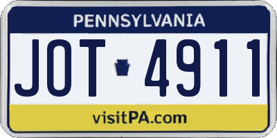 PA license plate JOT4911