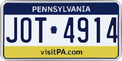 PA license plate JOT4914
