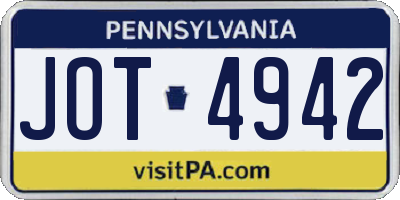 PA license plate JOT4942