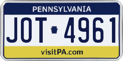 PA license plate JOT4961