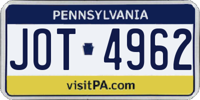 PA license plate JOT4962