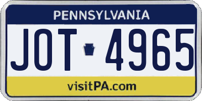 PA license plate JOT4965