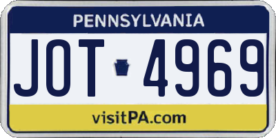 PA license plate JOT4969