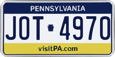 PA license plate JOT4970