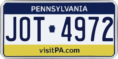 PA license plate JOT4972