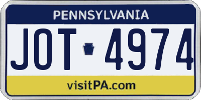 PA license plate JOT4974