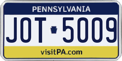 PA license plate JOT5009